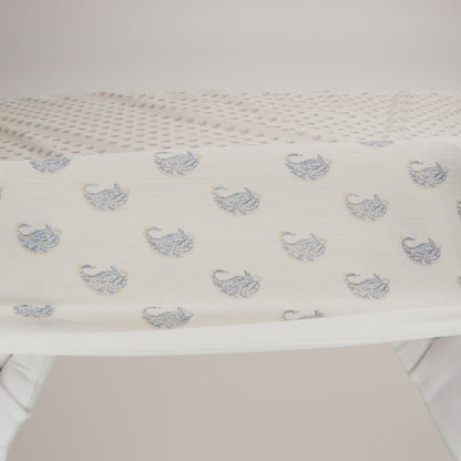 Crinkled Cotton Gauzy Woven Print - Cream and Blue Paisley - Mood Exclusive Bit of Bloom
