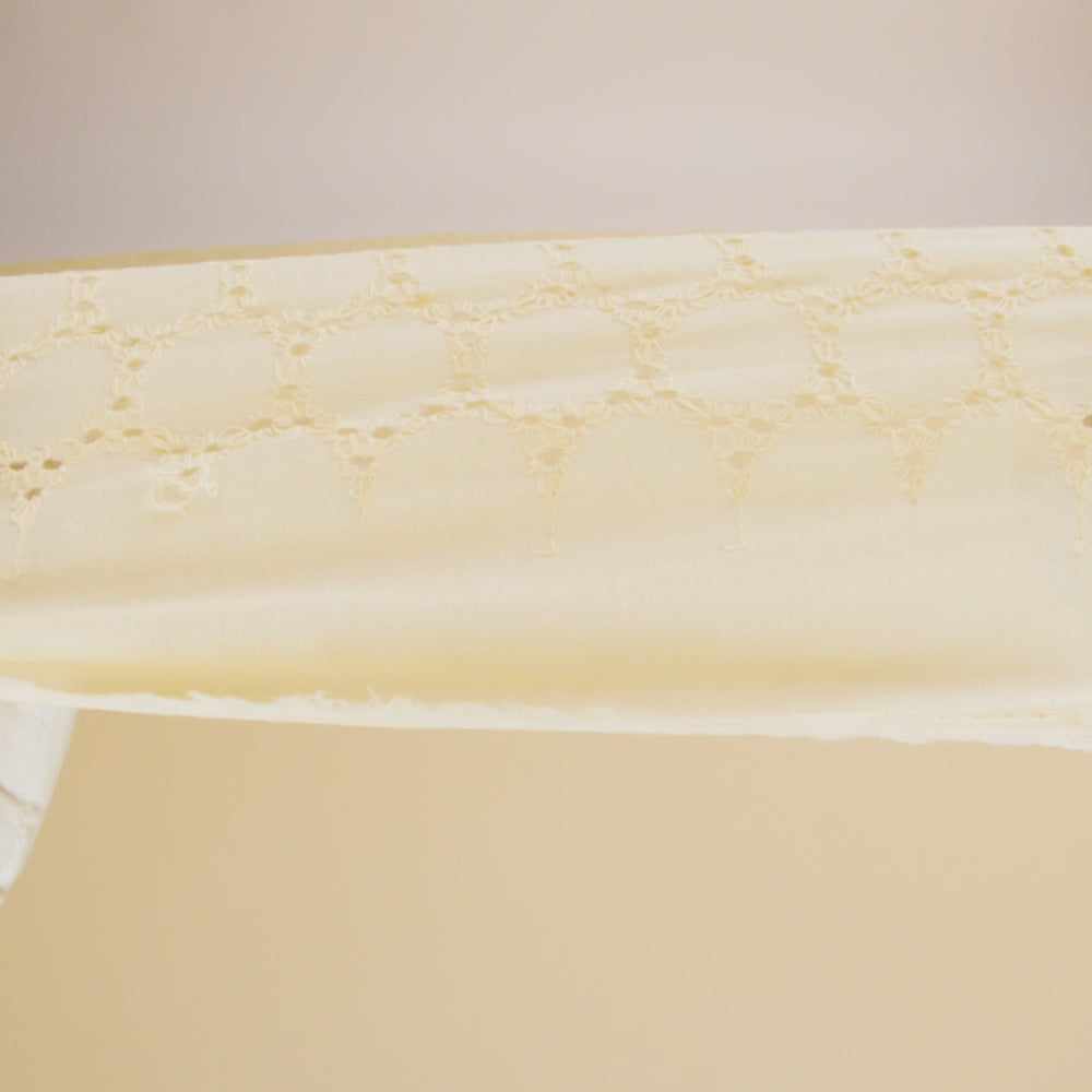 Embroidered Eyelet Cotton Voile - Vanilla Circles of Circles - Naomi Collection