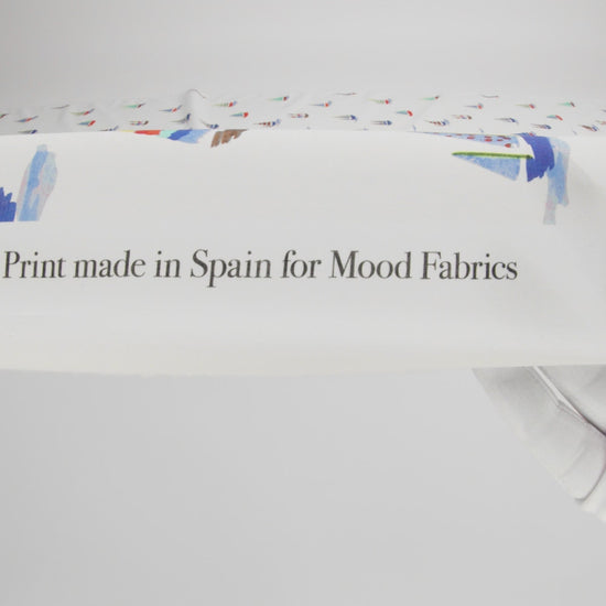 Cotton Voile - White and Blue Sailboats - Manu's Peace Print - Mood Exclusive Surya Collection