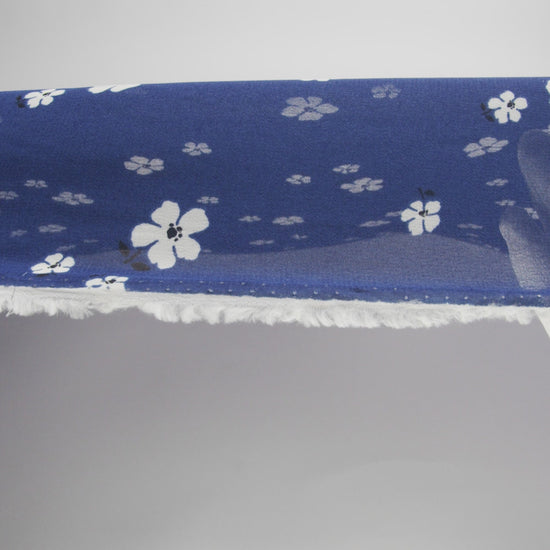 Viscose Georgette Print by The Reformation -Navy Blue and White Floral - Deadstock - Image 6 of 6