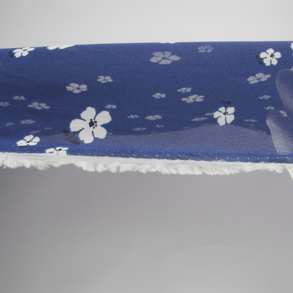Viscose Georgette Print by The Reformation -Navy Blue and White Floral - Deadstock - Image 6 of 6