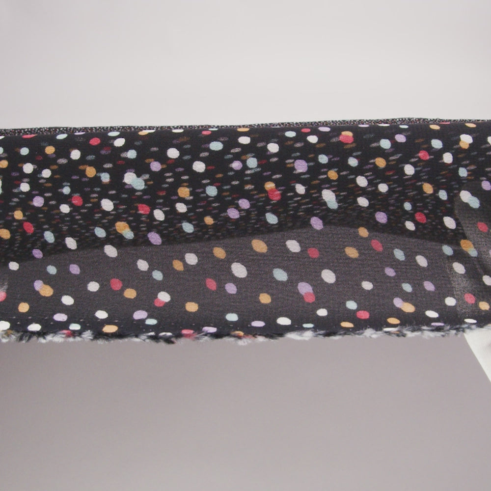 Viscose Georgette Print - Candy Red, Turquoise Blue and Lilac Purple Speckled Confetti Dots - Designer Deadstock - Image 6 of 6