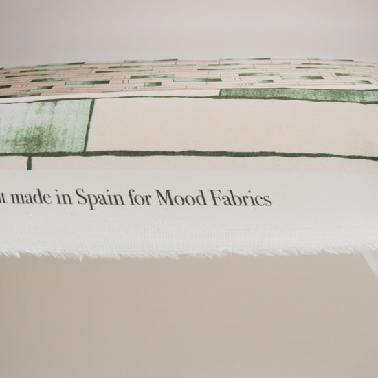 Rayon Challis - Green and Cream Geometric Blocks - Cliffside Climb Print - Mood Exclusive Acadia Collection - Image 6 of 7