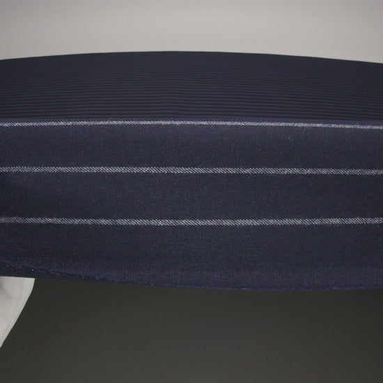 Stretch Virgin Wool Twill Suiting Made in Italy - Navy Blue and White Chalk Stripes
