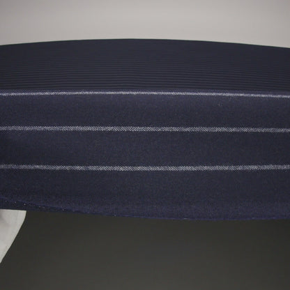 Stretch Virgin Wool Twill Suiting Made in Italy - Navy Blue and White Chalk Stripes