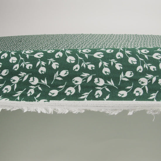 Sustainable Viscose Crepe Print - Forest Green and White Wispy Floral - Designer Deadstock - Image 6 of 6