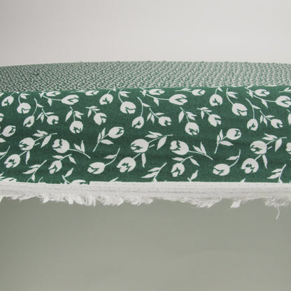 Sustainable Viscose Crepe Print - Forest Green and White Wispy Floral - Designer Deadstock