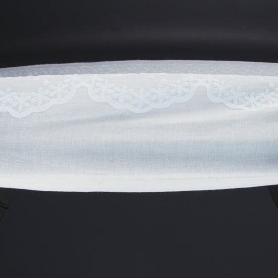 Embroidered Eyelet Cotton Voile - Pale Aqua Flowers on Branches - Naomi Collection