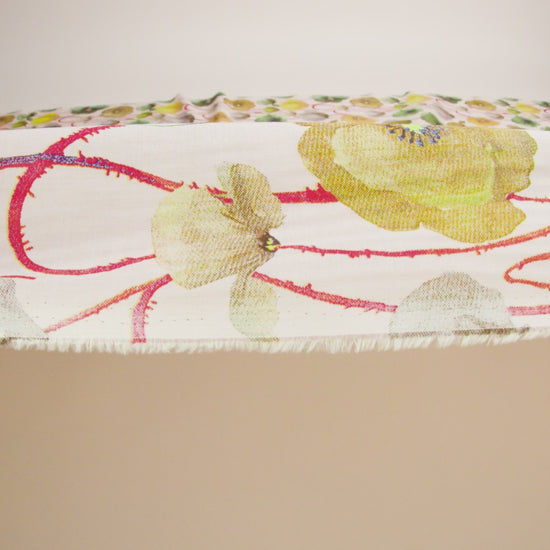 Lime, Olive and Red Orange Painterly Blooms Cotton Lawn - Image 6 of 7