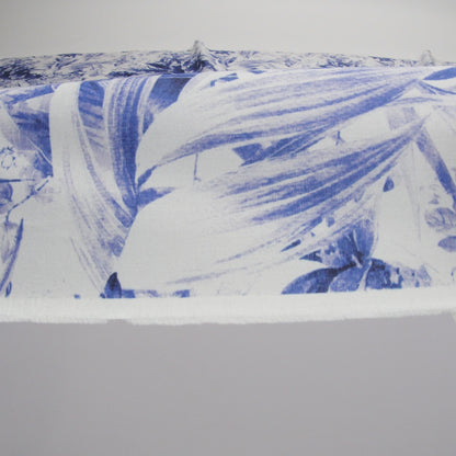 Mercerized Organic Egyptian Cotton Voile - Galaxy Blue and White Tropical Oasis - Toulouse Collection