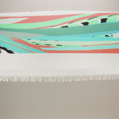 Silk Charmeuse Panel 16MM, Made in Italy - Turquoise, Mint and Coral Pink Fanning Feathers