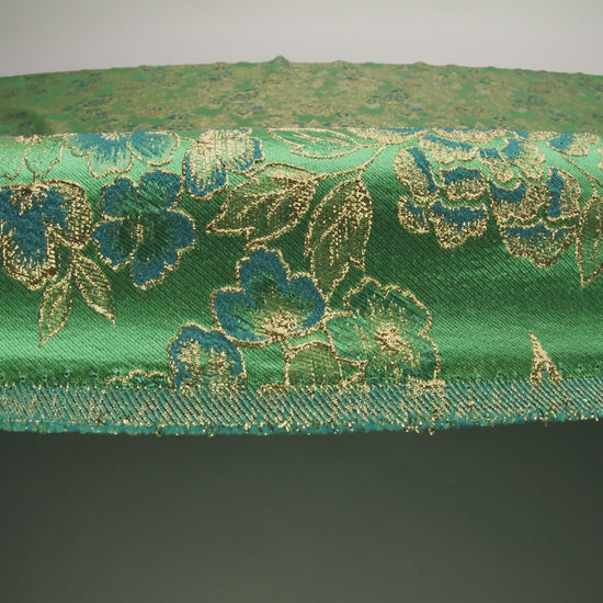 Metallic Brocade - Emerald Green, Teal and Gold Flower Garden