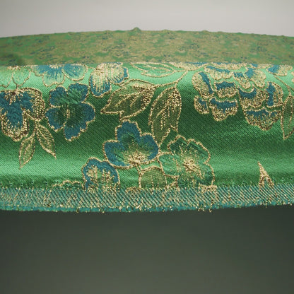 Metallic Brocade - Emerald Green, Teal and Gold Flower Garden