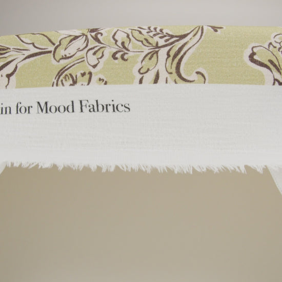 Slubbed Gauzy Cotton Woven - Pistachio Green, Cream and Dark Brown Floral - Mood Exclusive Cottage Crawl Print