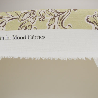 Slubbed Gauzy Cotton Woven - Pistachio Green, Cream and Dark Brown Floral - Mood Exclusive Cottage Crawl Print