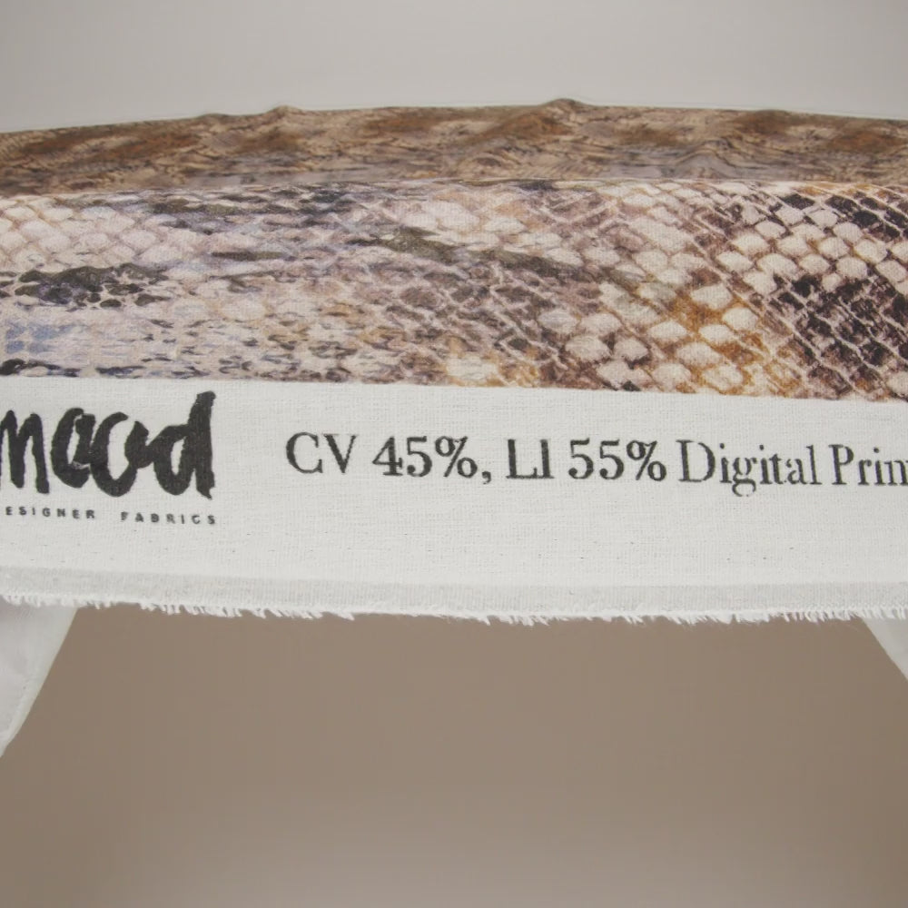 Linen and Rayon Woven - Beige, Orange and Pale Purple Snakeskin - Mood Exclusive Ouroborous Print - Image 6 of 6