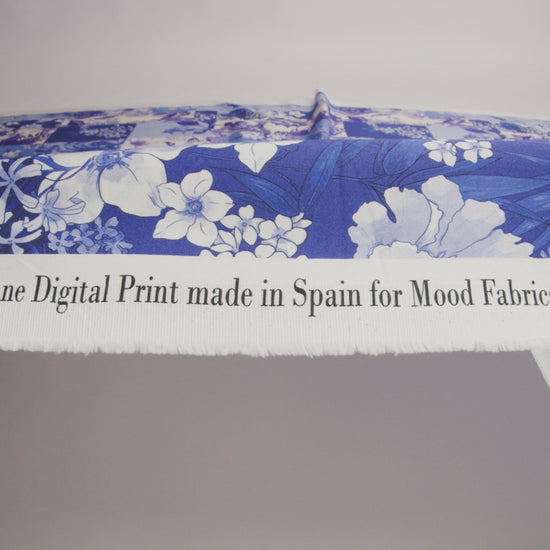 Stretch Cotton Sateen - Purple Floral Patchwork - Periwinkle Patch Print - Mood Exclusive Indigo Collection - Image 6 of 7