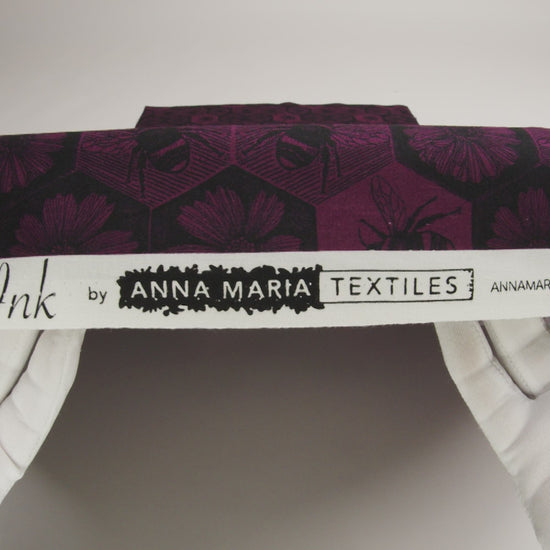 Printed Quilting Cotton by Anna Maria Textiles for Northcott - Mulberry Busy Bees and Floral Honeycomb - Indelible Ink Collection