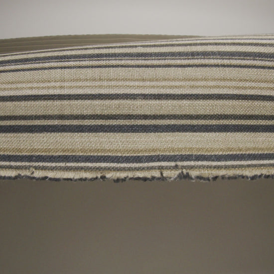 Medium Weight Linen Woven Print - Black, Olive Green and Beige Barcode Stripes