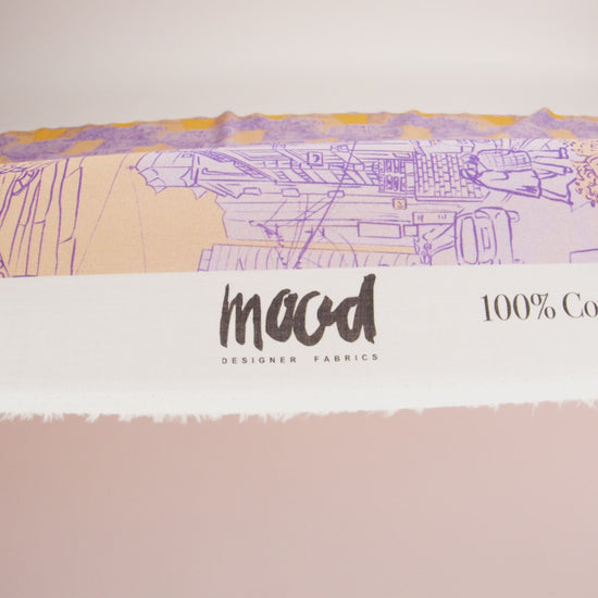 Cotton Voile - Orange and Fair Orchid Streetscapes and Trees - Growing Roots Print - Mood Exclusive Wisteria Collection - Image 5 of 5