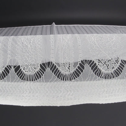 Re-Embroidered Nylon Lace - Bright White Floral Stripes