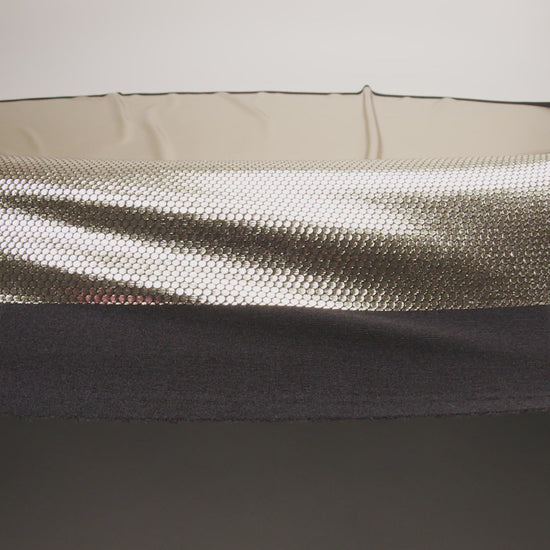 White Gold Dense Polka Dots Foiled Stretch Polyester Knit - Image 6 of 7