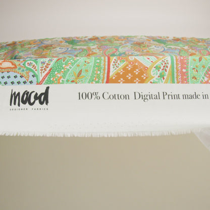 Cotton Voile - Green and Orange Paisley - Dragonfly Inn Print - Mood Exclusive Gisele Collection