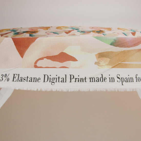 Stretch Cotton Sateen - Multi Watercolor Figures and Shapes - Wayfaring Woman Print - Mood Exclusive Tumunyana Collection
