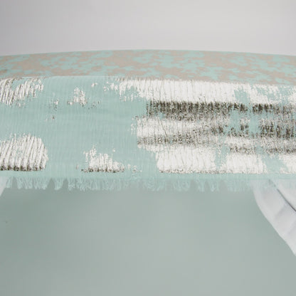 Polyester Chiffon Plisse with Abstract Gold Foiling - Mint - Aralia Collection
