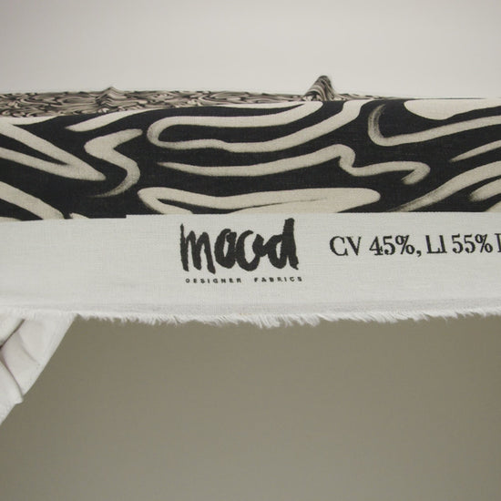 Linen and Rayon Woven - Black and White Abstract Lines - Gallery Tour Print - Mood Exclusive Metro Collection - Image 6 of 7