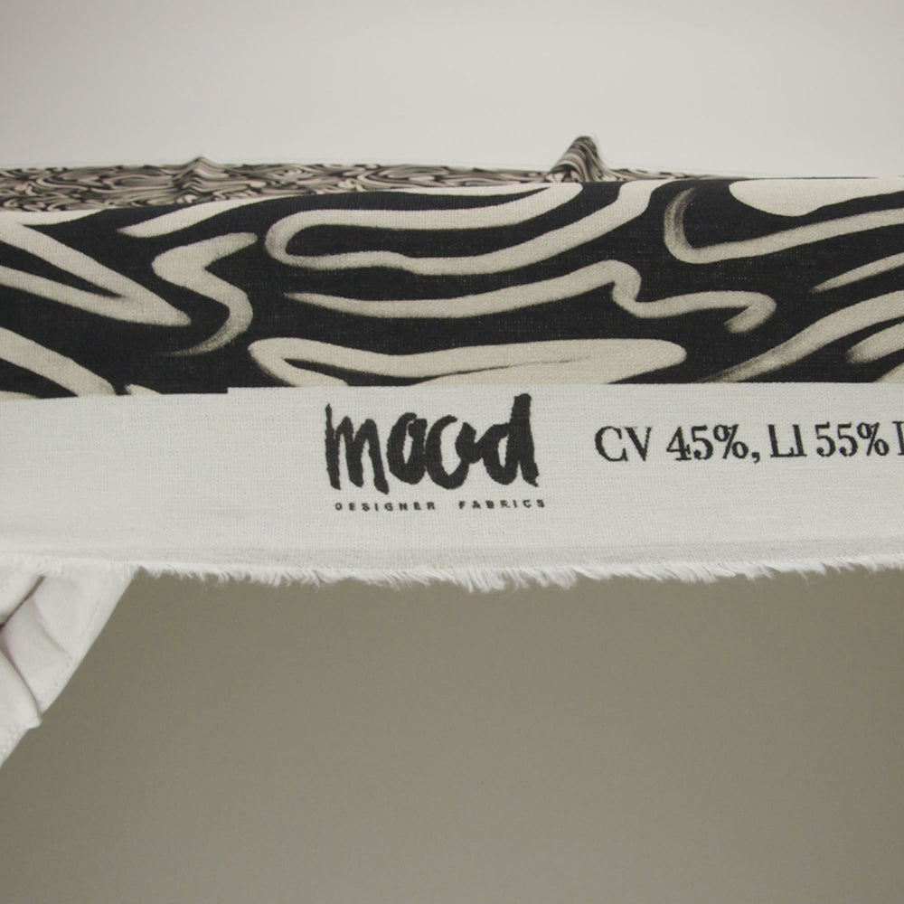 Linen and Rayon Woven - Black and White Abstract Lines - Gallery Tour Print - Mood Exclusive Metro Collection - Image 6 of 7