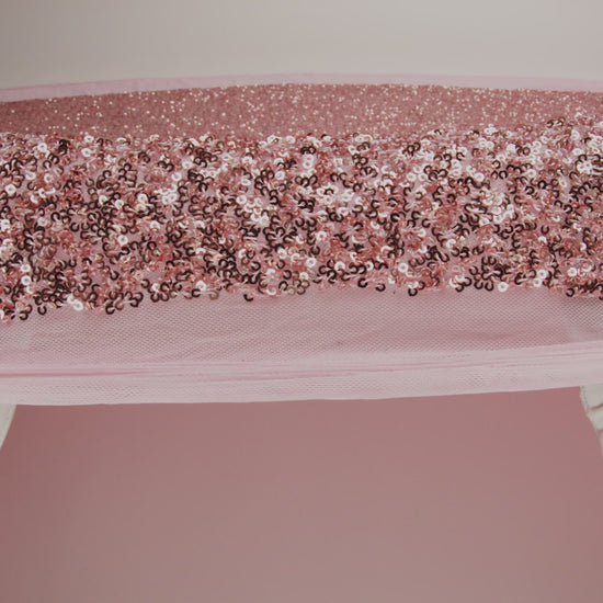 Recycled Polyester All-Over Circular Baby Sequins on Stretch Mesh - Pink - Divine Collection