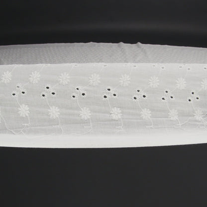 Embroidered Eyelet Cotton Voile - White Little Flowers on Vines - Naomi Collection