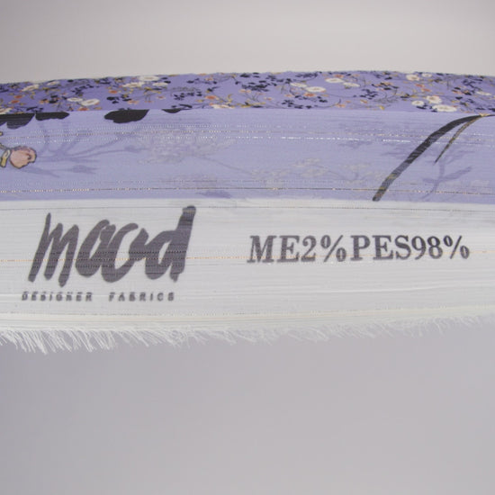 Polyester Chiffon Print with Metallic Pinstripes - Lavender and White Floral - Mood Exclusive Ornamental Orchestra - Image 5 of 5