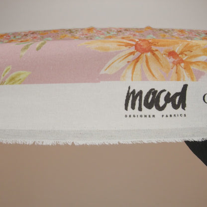 Linen and Rayon Woven - Dusty Pink, Orange and Olive Green Floral - Mood Exclusive First Blush Print