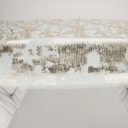 Polyester Chiffon Plisse with Abstract Gold Foiling - Pale Blue - Aralia Collection