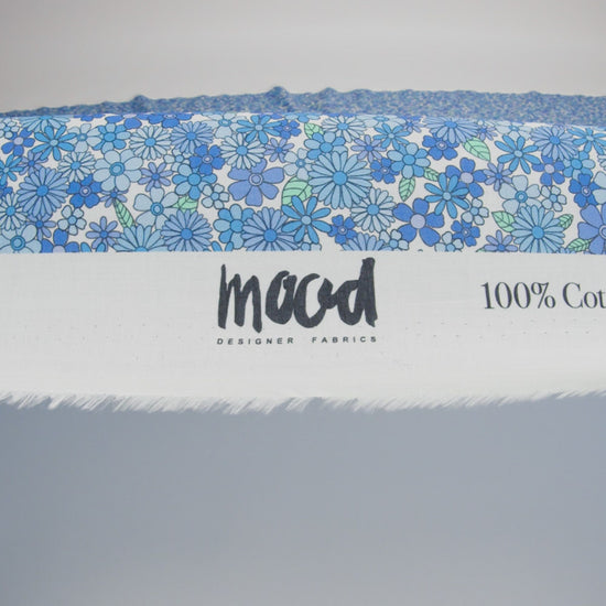 Cotton Voile - Blue Floral - Strawberry Fields Print - Mood Exclusive Secret Garden Collection