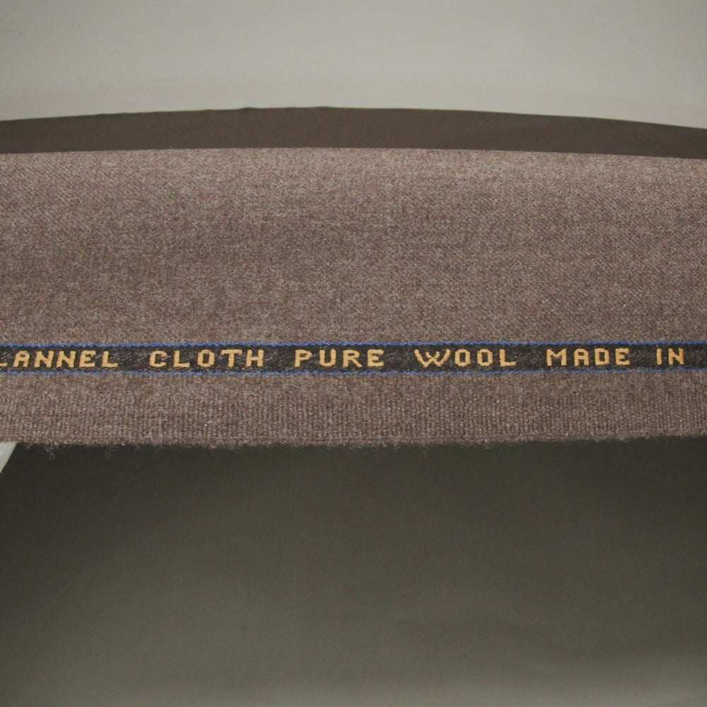 Brushed Virgin Wool Twill Made in Italy - Heathered Light Brown - Image 6 of 6