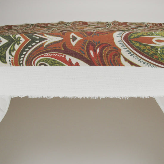 Slubbed Gauzy Cotton Woven - Cream, Forest Green and Burnt Orange Paisley - Mood Exclusive Secret Garden Scrolls Print