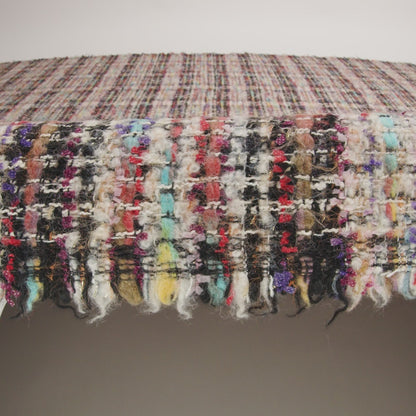 Textural Wool Blend Tweed with Metallic Accents - Black, White and Rainbow Plaid