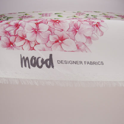 Heavy Silk Satin-Faced Organza, Made in Italy - White, Pink and Green Hydrangeas