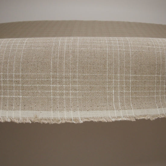 Medium Weight Linen Woven - Oatmeal Beige and White Fine Plaid