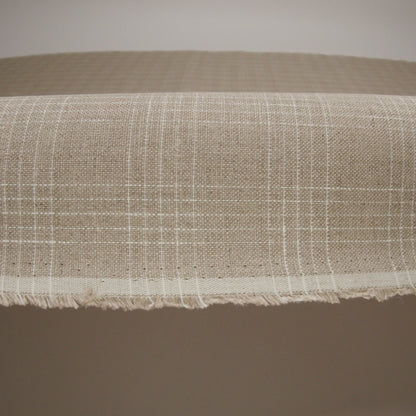 Medium Weight Linen Woven - Oatmeal Beige and White Fine Plaid