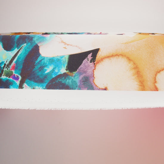Mood Exclusive Italian Red, Mustard and Teal Abstract Floral Silk Charmeuse