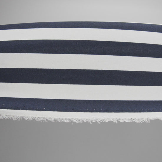 Famous Australian Designer Navy and White Striped Stretch Silk Crepe de Chine - Image 6 of 6