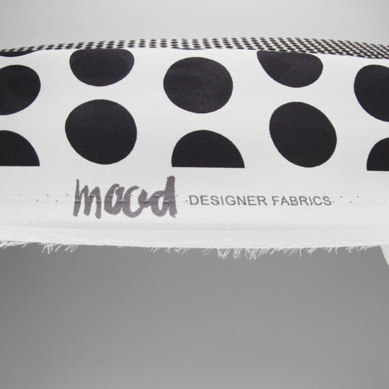 Silk Charmeuse Print 16MM, Made in Italy - Black and White Polka Dot Gradients