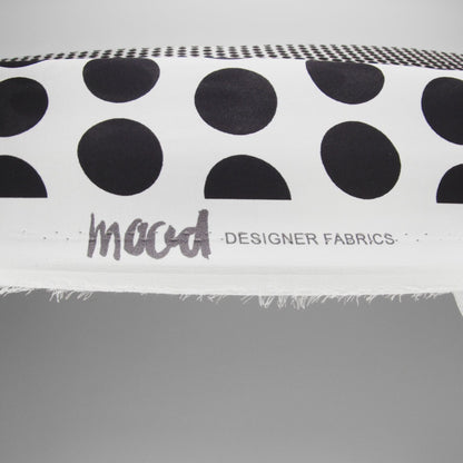 Silk Charmeuse Print 16MM, Made in Italy - Black and White Polka Dot Gradients