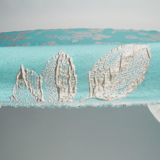Metallic Gold and Sky Blue Floral Luxury Brocade