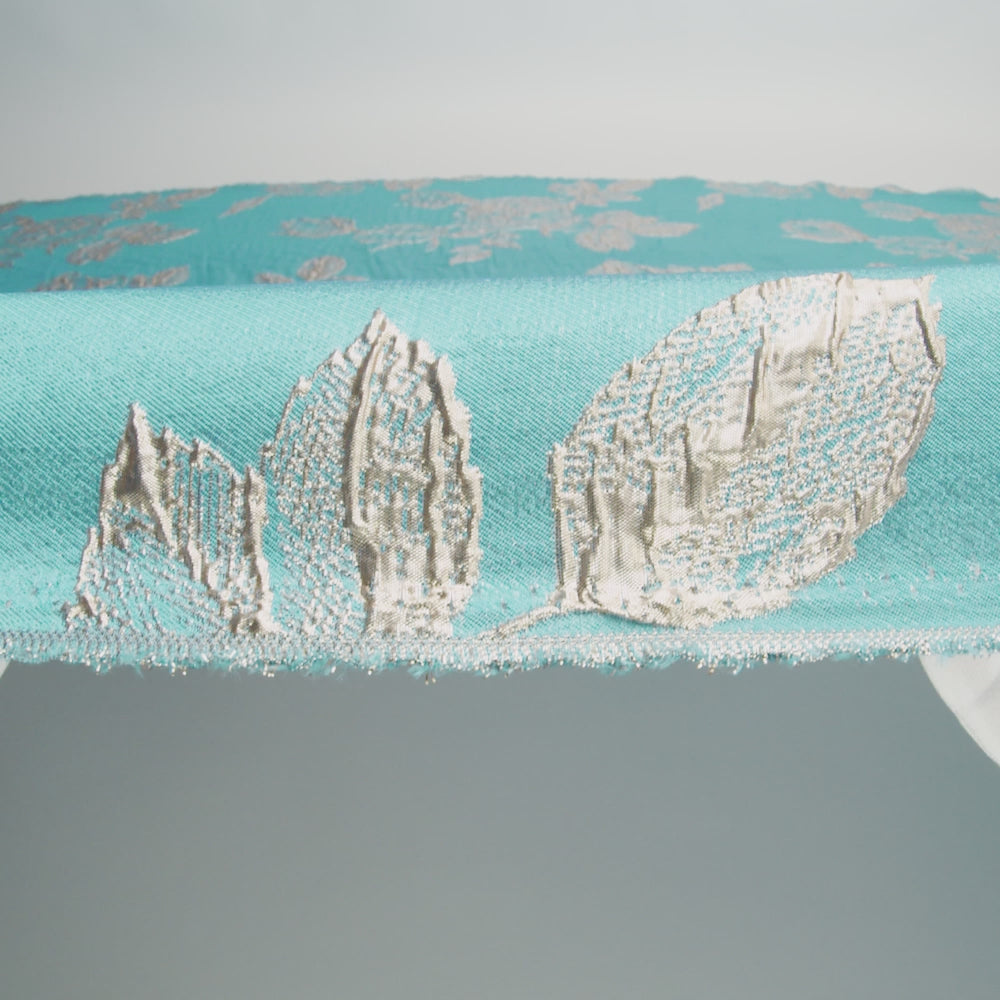 Metallic Gold and Sky Blue Floral Luxury Brocade