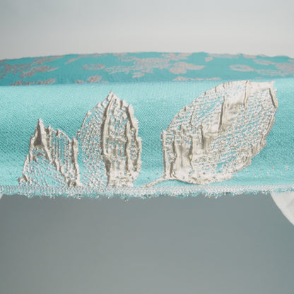 Metallic Gold and Sky Blue Floral Luxury Brocade